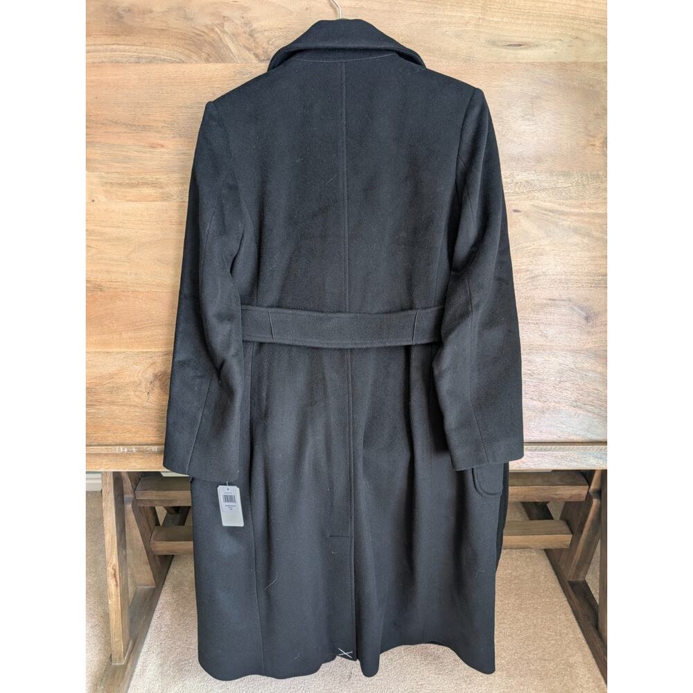 NWT Pendleton Nob Hill Wool Wrap Coat Women 10 Black Lined Notch Lapel Tie Waist - Picture 5 of 5